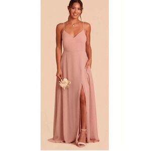NWT Birdy Grey Adelle Chiffon Dress Dusty Rose Bridesmaid MOTD Maxi Sz Large